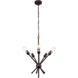 CHLOE Freya Transitional 5 Light Rubbed Bronze Ceiling Pendant 16&quot Wide
