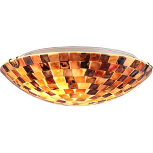 CHLOE Bay Mosiac-Style Seashell Flush Ceiling Fixture 12&quot Width