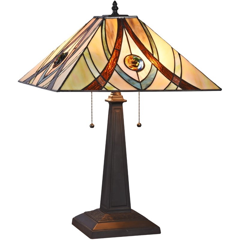 CHLOE Orson Tiffany-style 2 Light Mission Table Lamp 16