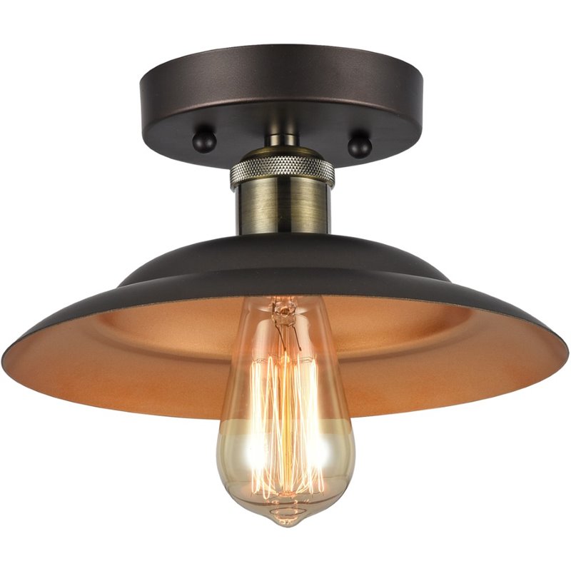CHLOE Karl Industrial 1 Light Rubbed Bronze Semi-flush Ceiling Fixture 10