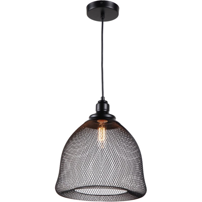 CHLOE Ironclad Industrial 1 Light Textured Black Mini Ceiling Pendant 12