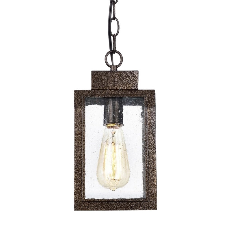 CHLOE Milton Industrial-style 1 Light Antique Gold Mini Pendant 12
