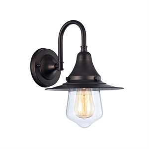 CHLOE Manette Industrial-style 1 Light Rubbed Bronze Wall Sconce 9&quot Wide