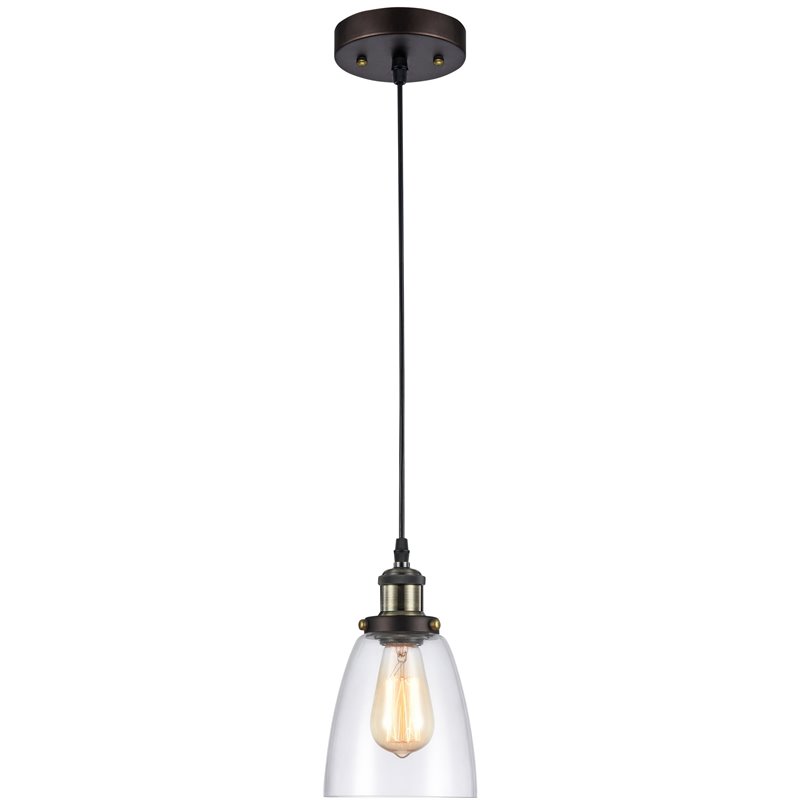 CHLOE Manette Industrial 1 Light Rubbed Bronze Ceiling Mini Pendant 6