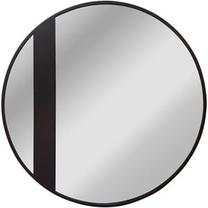 CHLOE'S Reflection Black Finish Round Framed Wall Mirror 30&quot Height