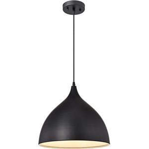 CHLOE Walter Industrial 1 Light Textured Black Mini Pendant Ceiling Fixture 14&quot