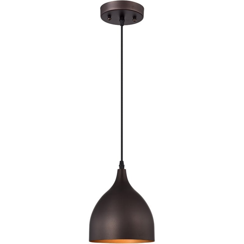 CHLOE Walter Industrial 1 Light Bronze Mini Pendant Ceiling Fixture 7