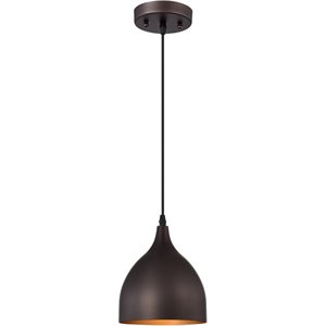 CHLOE Walter Industrial 1 Light Bronze Mini Pendant Ceiling Fixture 7&quot