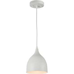 CHLOE Walter Industrial-style 1 Light Matt White Ceiling Pendant 7&quot Wide