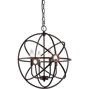 CHLOE Osbert Industrial-style 4 Light Rubbed Bronze Ceiling Pendant 16&quot Wide