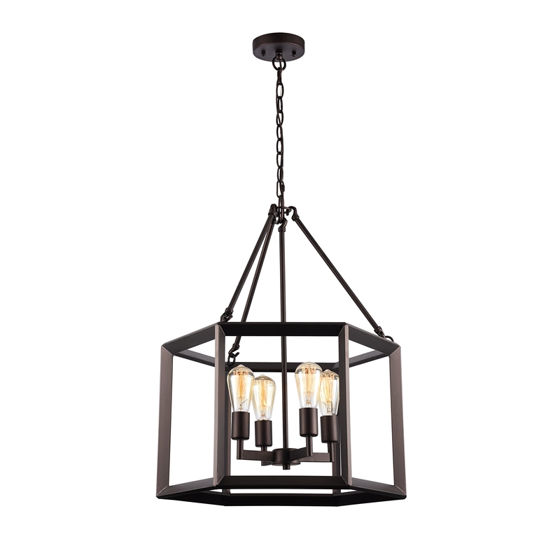 CHLOE Ironclad Industrial-style 4 Light Rubbed Bronze Ceiling Pendant 21