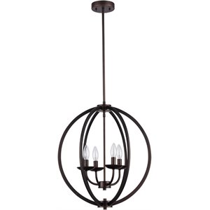 CHLOE Osbert Industrial-style 4 Light Rubbed Bronze Ceiling Pendant 18&quot Wide