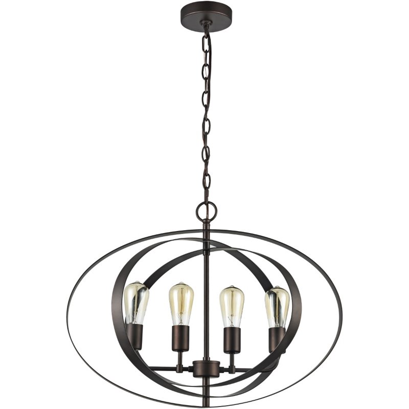 CHLOE Osbert Industrial-style 4 Light Rubbed Bronze Ceiling Pendant 24