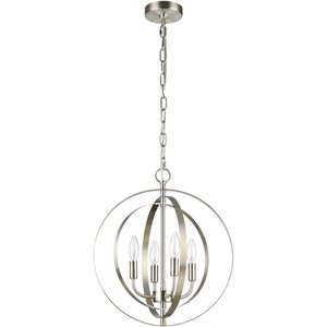 CHLOE Osbert Industrial-style 4 Light Brushed Nickel Ceiling Pendant 16&quot Wide