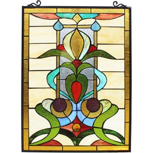 CHLOE Anthuriun Tiffany-style Floral Window Panel 24&quot Height