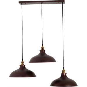 CHLOE EADRED Industrial 3 Light Oil Rubbed Bronze Island Pendant 14&quot Wide
