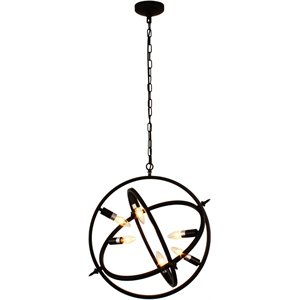 CHLOE Ironclad Industrial 6 Light Oil Rubbed Bronze Ceiling Pendant 20&quot Wide