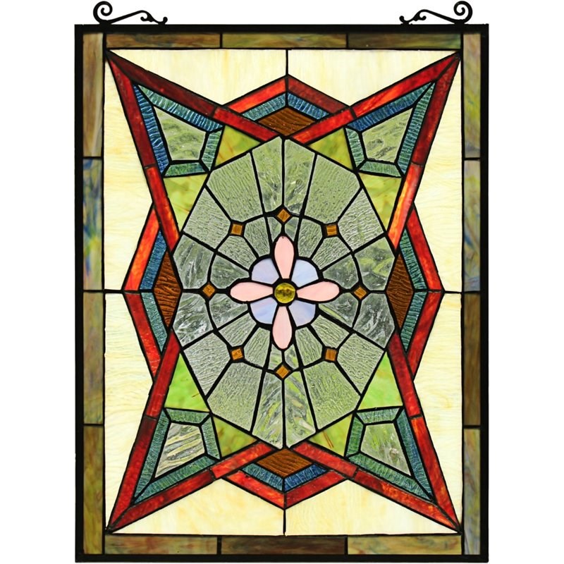 CHLOE Eminent Tiffany-Style Geometric Stained Glass Window Panel 25