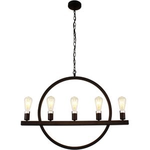 CHLOE Ironclad Farmhouse 5 Light Oil Rubbed Bronze Ceiling Pendant 32&quot Wide