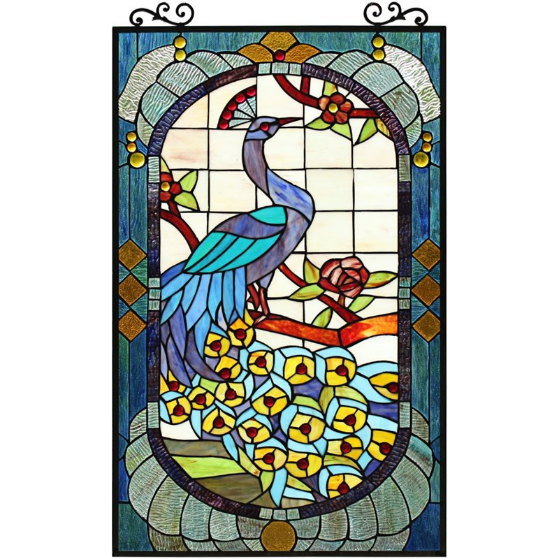 CHLOE Phoenix Tiffany-Style Animal Stained Glass Window Panel 33