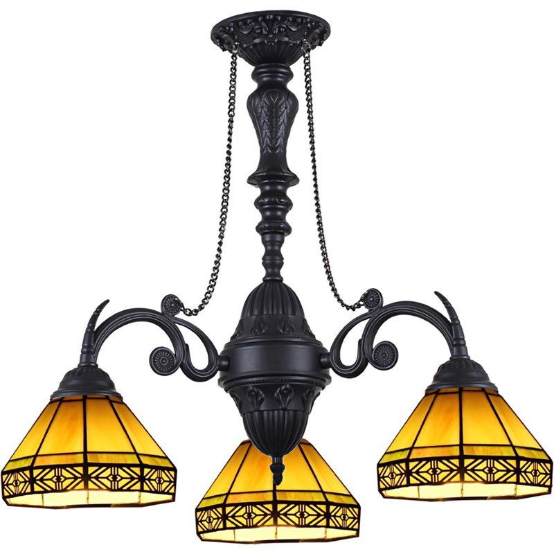 CHLOE Aston Tiffany Mission Stained Glass Mini Chandelier 20.5