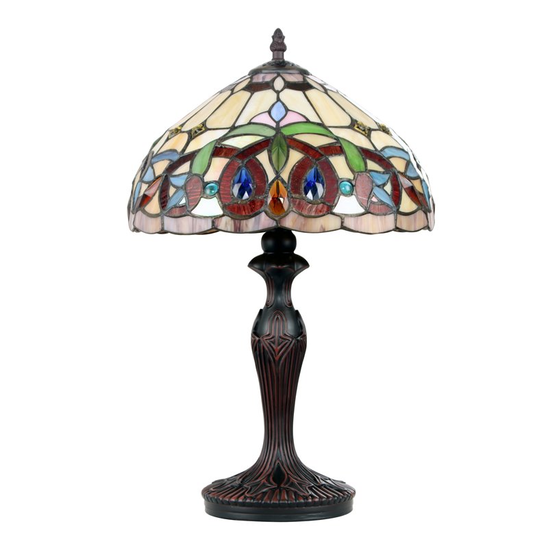 Chloe Lighting Victorian 1-Light Glass Resin Serenity Table Lamp in Dark Bronze