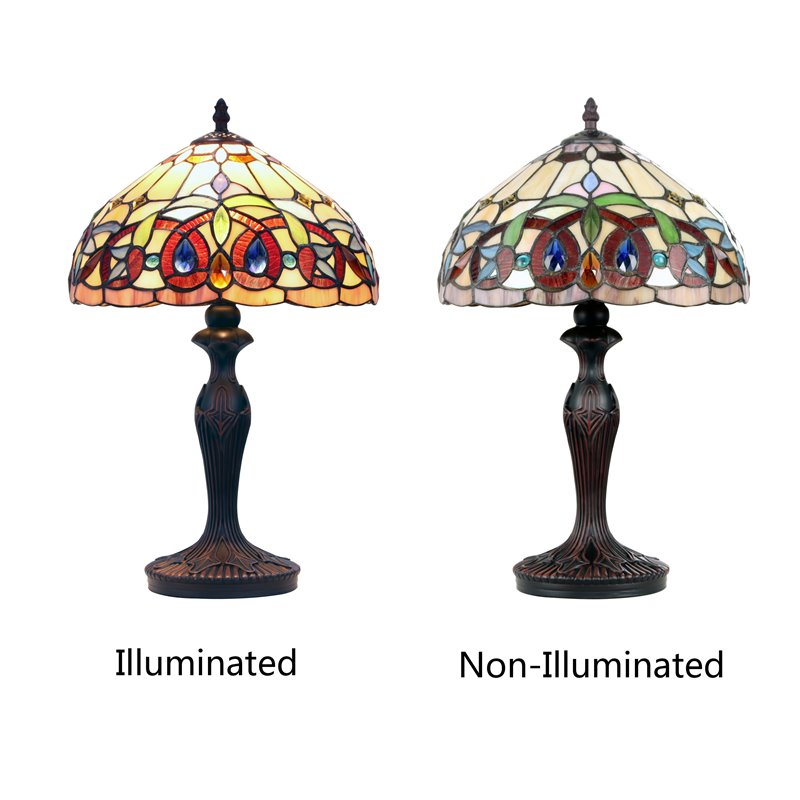Chloe Lighting Victorian 1-Light Glass Resin Serenity Table Lamp in Dark Bronze