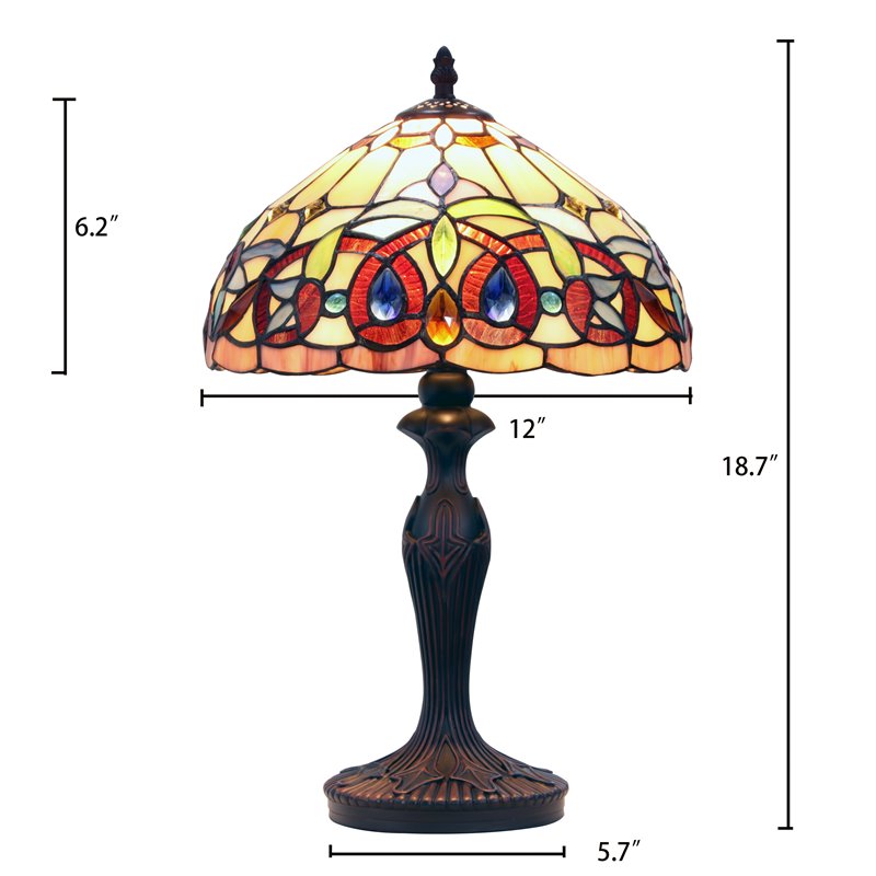 Chloe Lighting Victorian 1-Light Glass Resin Serenity Table Lamp in Dark Bronze