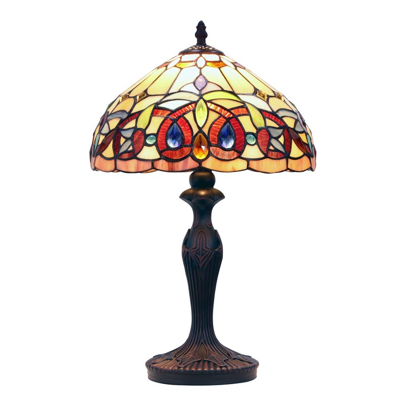 Chloe Lighting Victorian 1-Light Glass Resin Serenity Table Lamp in Dark Bronze