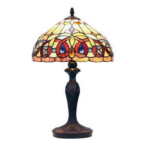 Chloe Lighting Victorian 1-Light Glass Resin Serenity Table Lamp in Dark Bronze