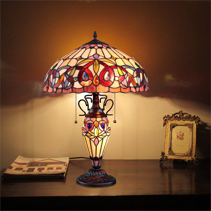 Chloe Lighting Victorian 3-Light Serenity Double Lit Table Lamp in Dark Bronze