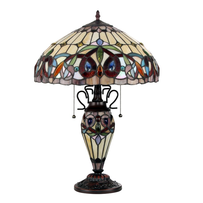 Chloe Lighting Victorian 3-Light Serenity Double Lit Table Lamp in Dark Bronze