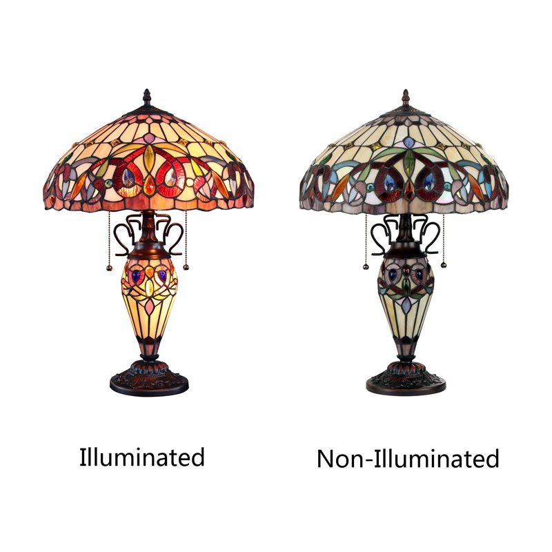 Chloe Lighting Victorian 3-Light Serenity Double Lit Table Lamp in Dark Bronze