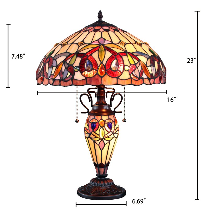 Chloe Lighting Victorian 3-Light Serenity Double Lit Table Lamp in Dark Bronze