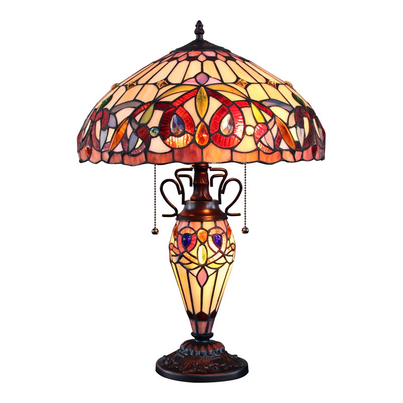 Chloe Lighting Victorian 3-Light Serenity Double Lit Table Lamp in Dark Bronze