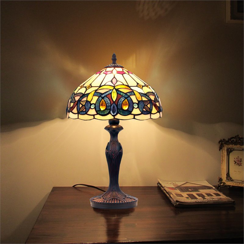 Chloe Lighting Victorian 1-Light Glass Resin Serenity Table Lamp in Dark Bronze