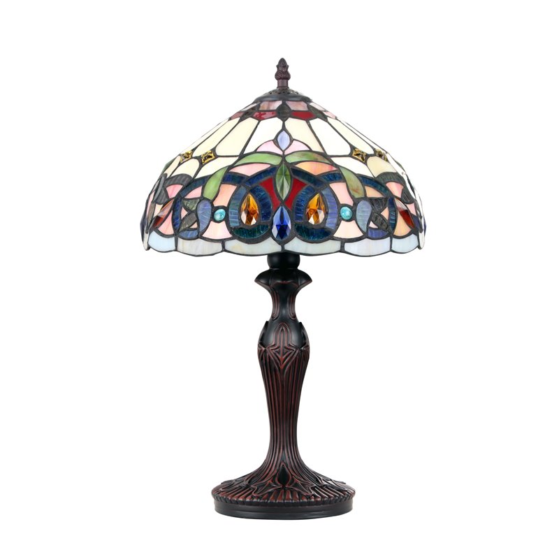 Chloe Lighting Victorian 1-Light Glass Resin Serenity Table Lamp in Dark Bronze