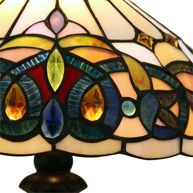 Chloe Lighting Victorian 1-Light Glass Resin Serenity Table Lamp in Dark Bronze