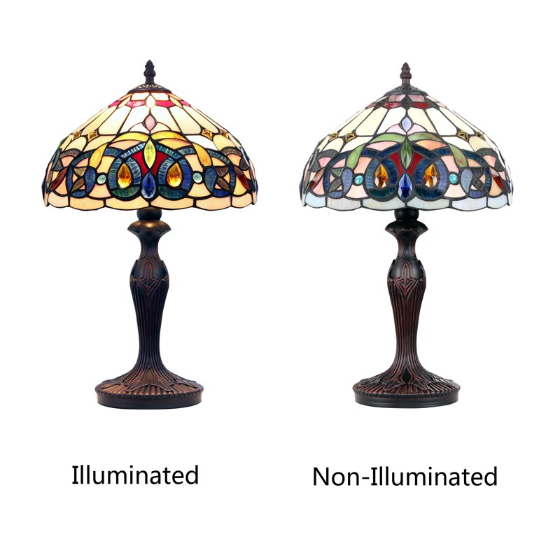 Chloe Lighting Victorian 1-Light Glass Resin Serenity Table Lamp in Dark Bronze
