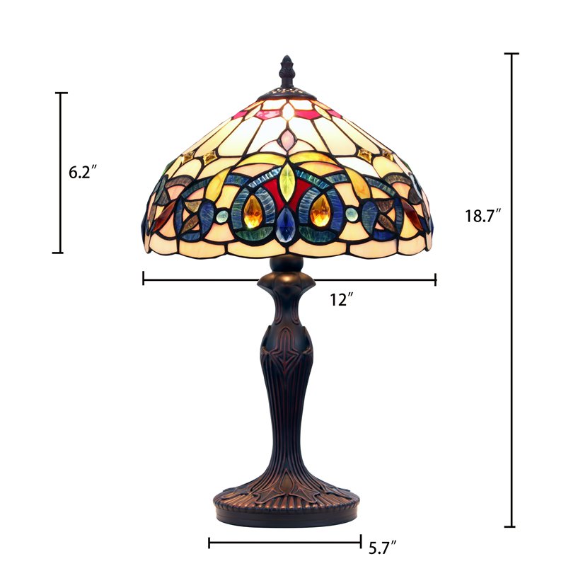 Chloe Lighting Victorian 1-Light Glass Resin Serenity Table Lamp in Dark Bronze