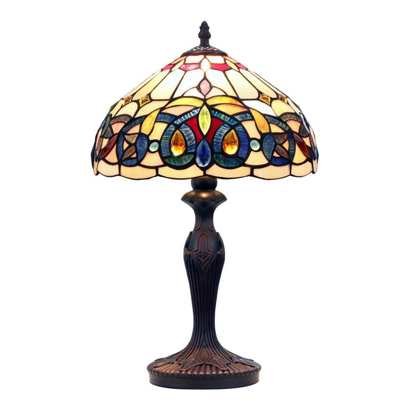 Chloe Lighting Victorian 1-Light Glass Resin Serenity Table Lamp in Dark Bronze