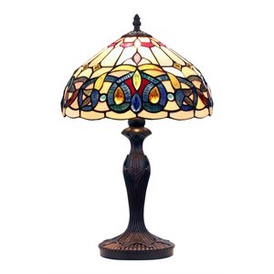 Chloe Lighting Victorian 1-Light Glass Resin Serenity Table Lamp in Dark Bronze