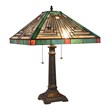 Chloe Lighting Mission 2-Light Glass Resin Innes Table Lamp in Blackish Bronze