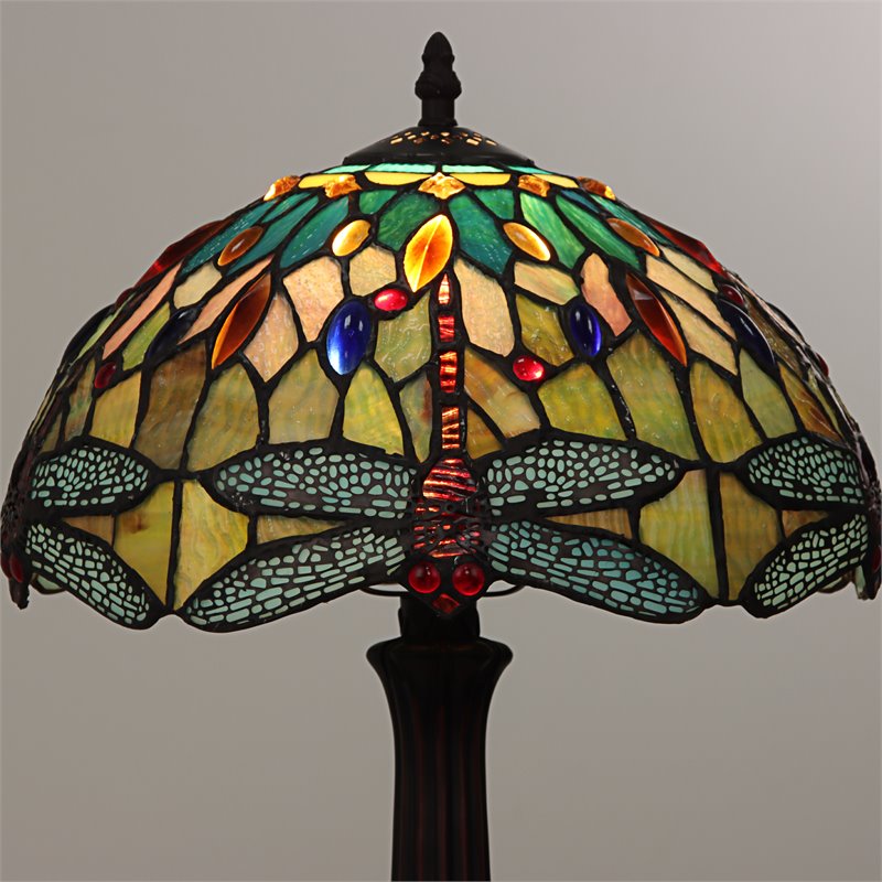 Chloe Lighting Dragonfly 1-Light Glass Resin Empress Table Lamp in Dark Bronze