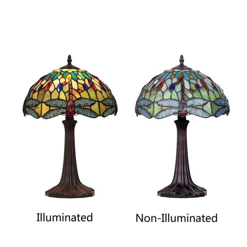 Chloe Lighting Dragonfly 1-Light Glass Resin Empress Table Lamp in Dark Bronze