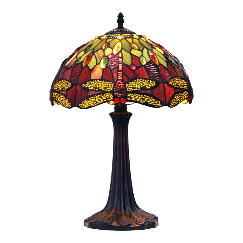 Chloe Lighting Dragonfly 1-Light Glass Resin Empress Table Lamp in Dark Bronze