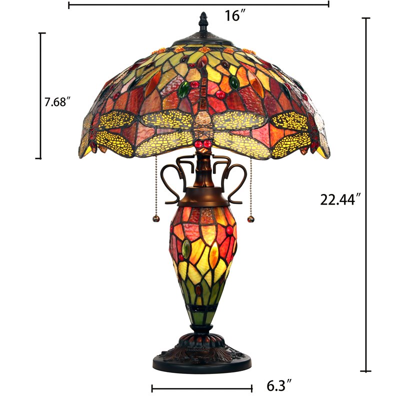 Chloe Lighting Dragonfly 3-Light Empress Double Lit Table Lamp in Dark Bronze