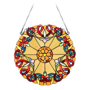 Chloe Lighting Victorian 20&quot Adalee Stained Glass Window Panel in Black