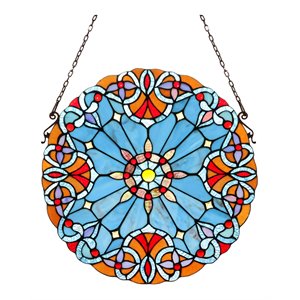 Chloe Lighting Victorian 20&quot Amiya Stained Glass Window Panel in Black