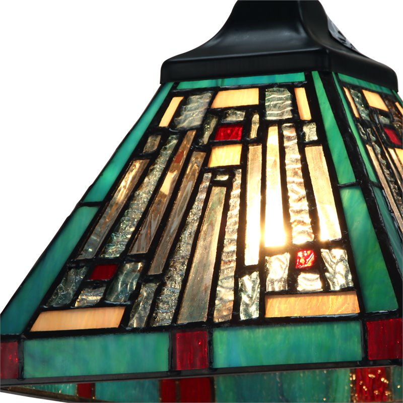 Chloe Lighting Mission 1-Light Iron and Glass Innes Mini Pendant in Dark Bronze